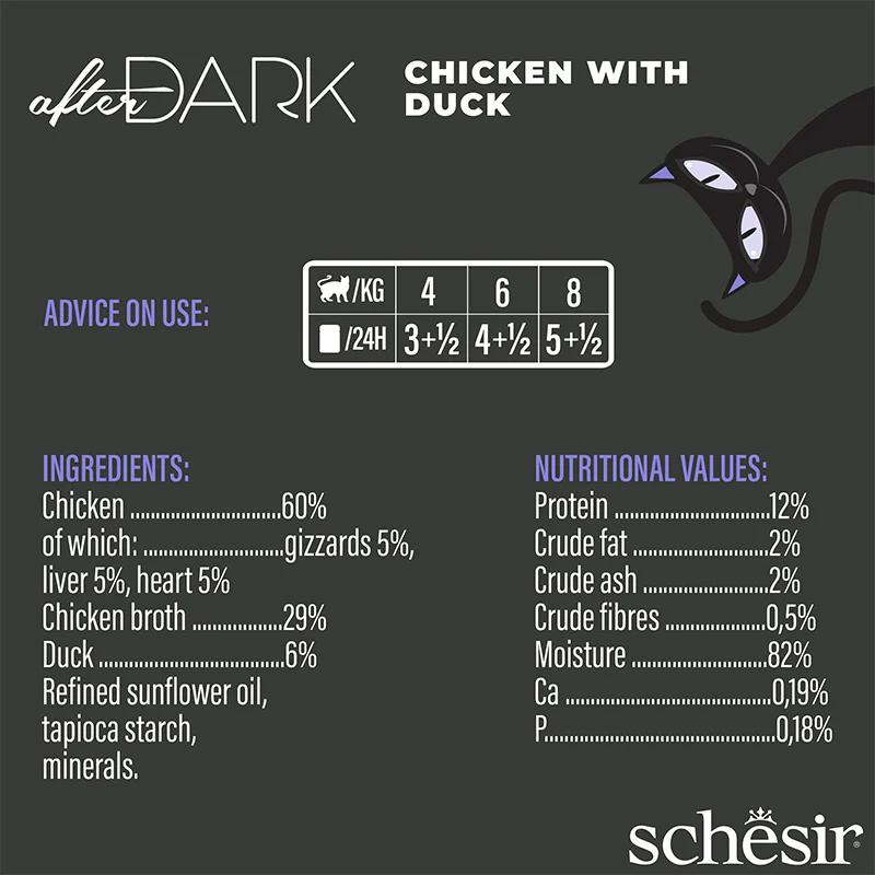 Schesir After Dark Wholefood In Broth For Cat - Chicken With Duck 80g (Min Order- 12 Cans)