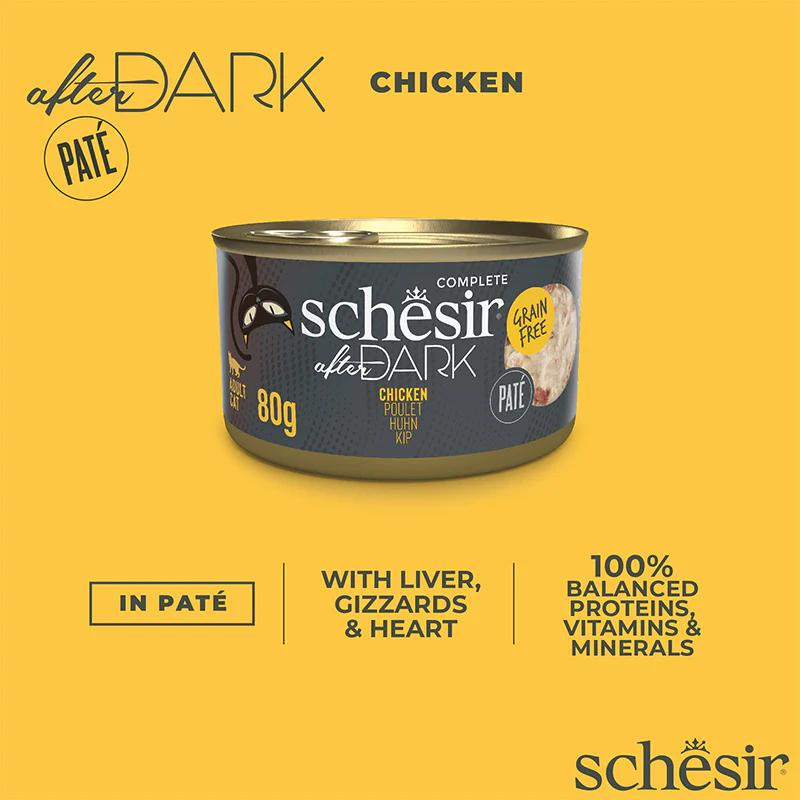 Schesir After Dark Patè For Cat - Chicken 80g (Min Order- 12 Cans)