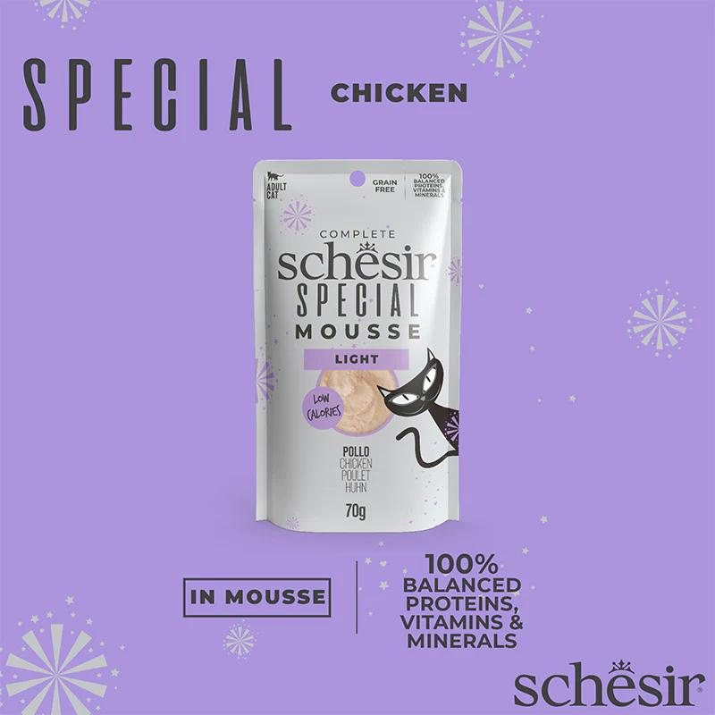 Schesir Special Mousse (Light) For Cat - Chicken 70g  (Min Order- 12 Pouch)