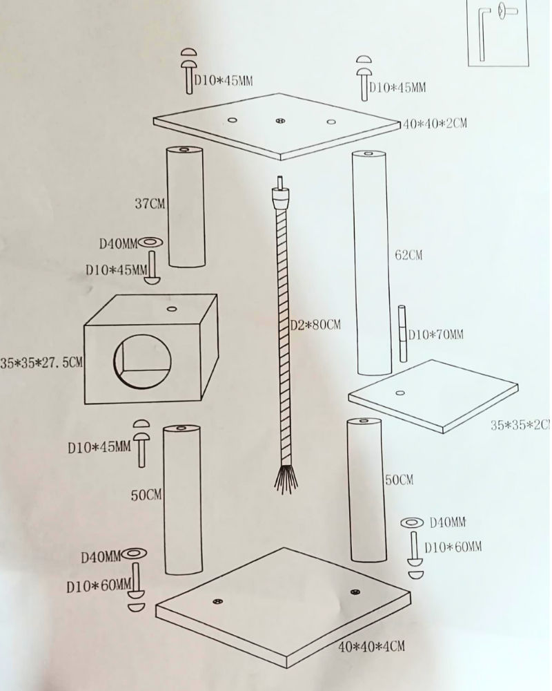 Catry Cat Scratching Post 40x40x120h cm