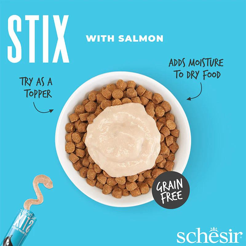 Schesir Stix Treat For Cat In Cream - Salmon 6x15g (Min Order- 12 Pack)