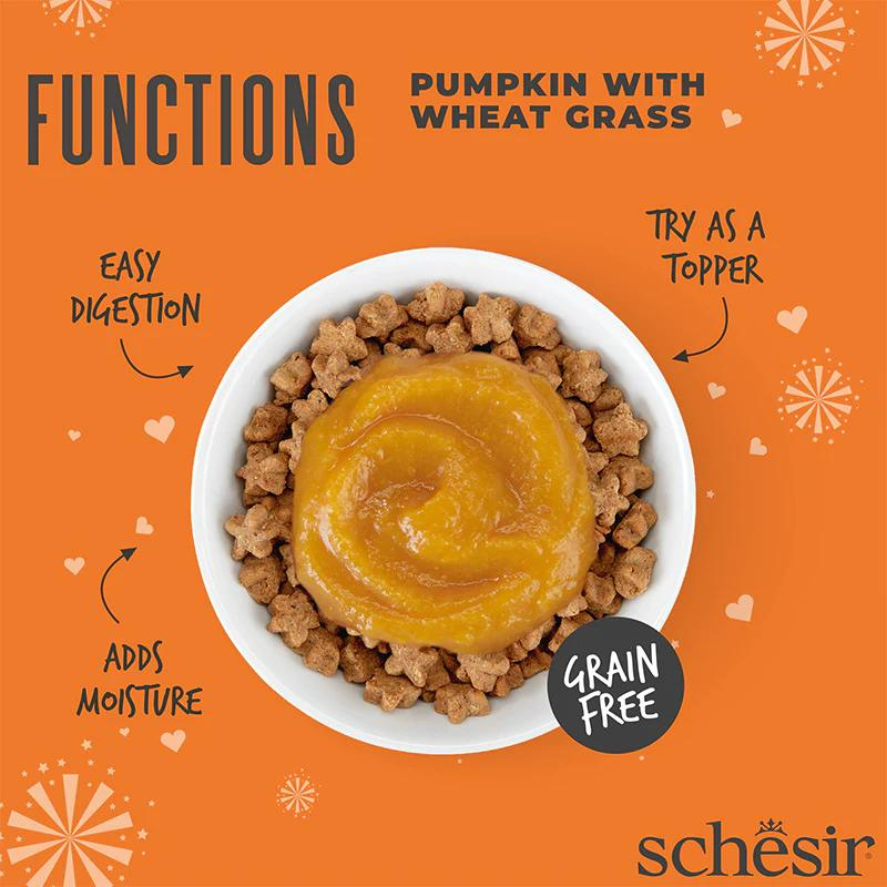 Schesir Functions Cat Pouch Digestive Topper Pumpkin With Wheat Grass 40g (Min Order- 12 Pouch)