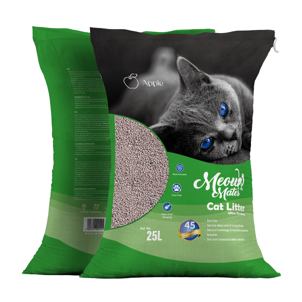 Meow Mates Bentonite Cat Litter - Apple Scent 25L-20kg