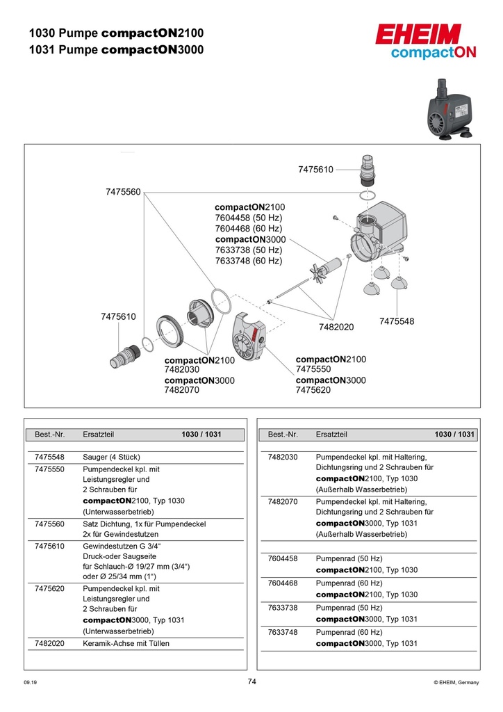 EHEIM compactON 2100 aquarium pump