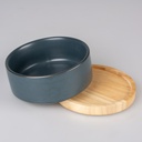 Duvo+ Feeding Bowl Stone Timber 450ml - 12,5x12,5x6cm Blue