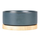 Duvo+ Feeding Bowl Stone Timber 450ml - 12,5x12,5x6cm Blue