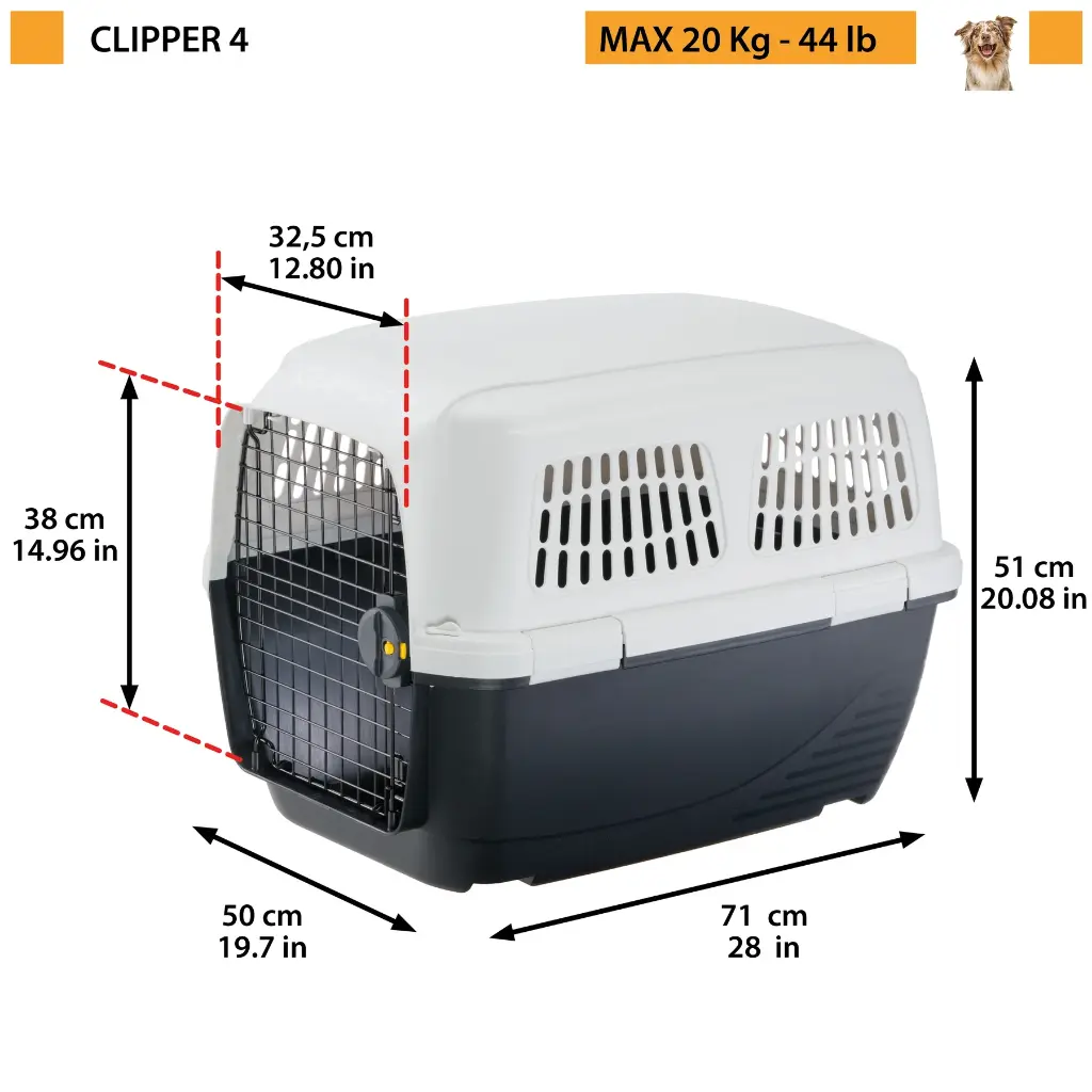 Ferplast Clipper 4 Carrier For Medium Or Large Dogs
71 x 50 x H 51 cm (IATA Approved)