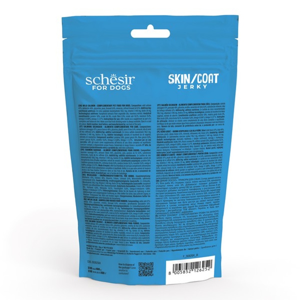 Schesir GF Dog Snacks Skin & Coat Jerky 115g - Salmon