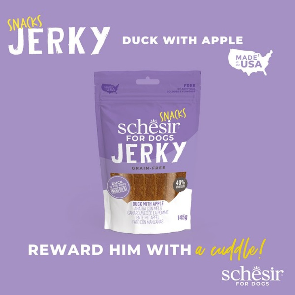 Schesir GF Dog Snacks Jerky 145g - Duck with Apple