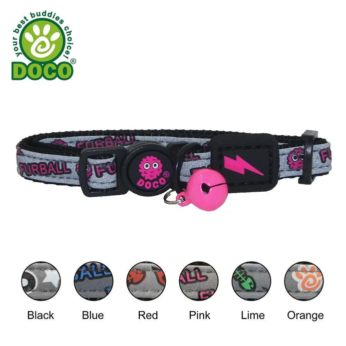 DOCO® Reflective Cat Collar  - Printed Pattern, 1.0 X 19-31cm(XS) Black