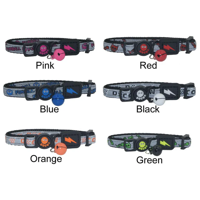 DOCO® Reflective Cat Collar - Printed Pattern,  1.0 X 19-31cm(XS) Red