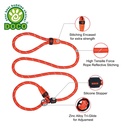 DOCO® Reflective Rope Leash Ver.2 - Slip On Collar Leash 5ft Ø13mm 120cm+30cm(L) Red