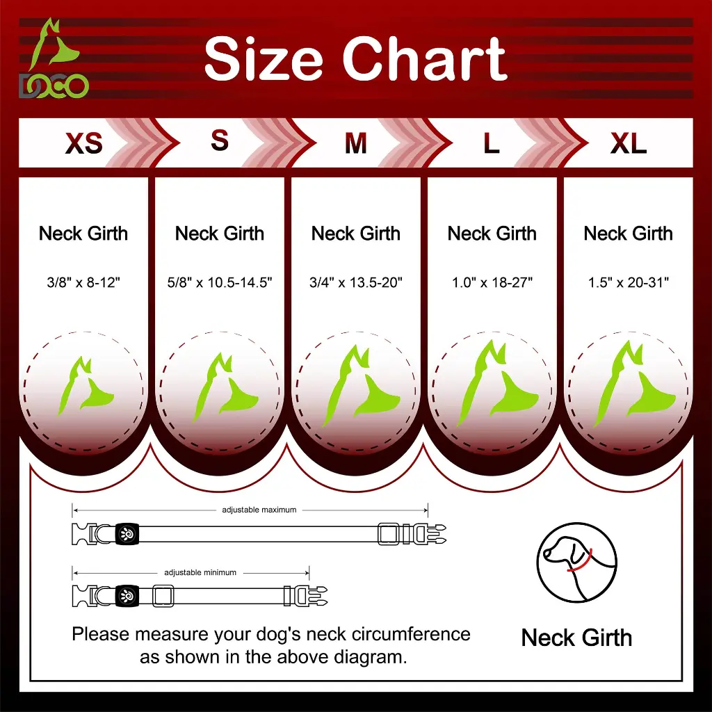 DOCO® Signature Nylon Collar-1.0 x 21-30cm(XS)-Red