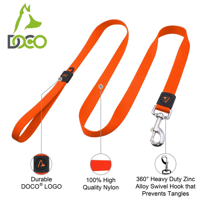 DOCO® Signature Nylon Leash - 4ft-1.5 x 120cm(S)-Black