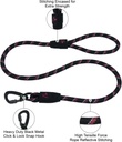 DOCO® Reflective Rope Leash W/ soft Rubber Handle Ver.5 - Click & Lock Snap Ø13mm x 150cm(L) Black