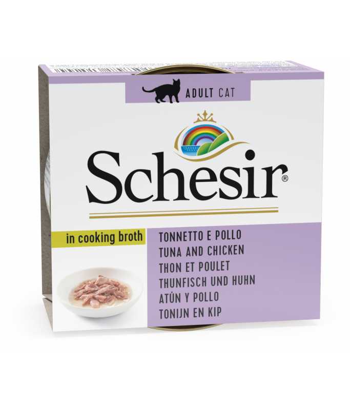 Schesir Cat Can Broth-Wet Food Tuna with Chicken-(Min Order 70g - 14pcs)[Weight - 70g]