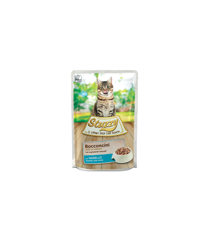 Stuzzy Cat Chunks with Cod 85g Pouch (Min Order 85g – 24pcs)[Weight - 85g]