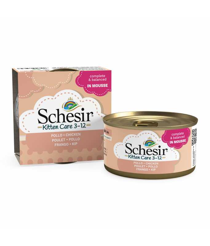 Schesir Kitten Can Mousse 3-12 Chicken Wet Food 85g (Min Order - 6pcs)[Weight - 85g]