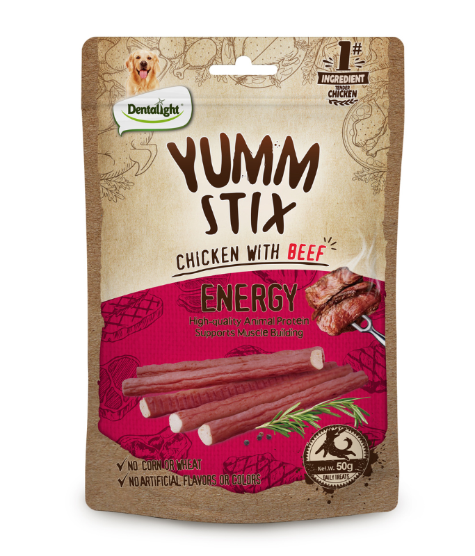 Dentalight Yumm Stix Dog Treat 50g - Chicken With Beef