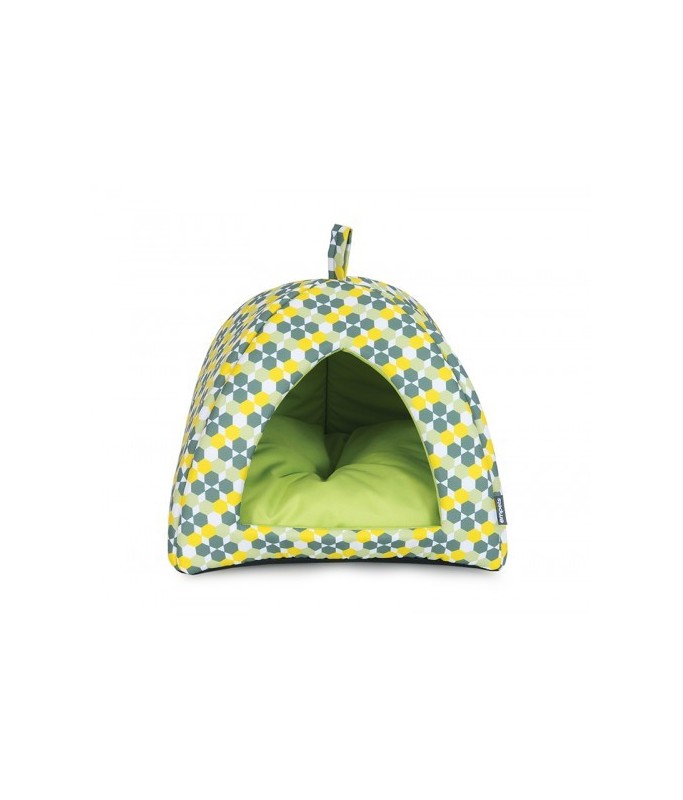 Empets Igloo House With Cushion Modern[Dimension - 43X43X35cm, Texture - Printed Green]