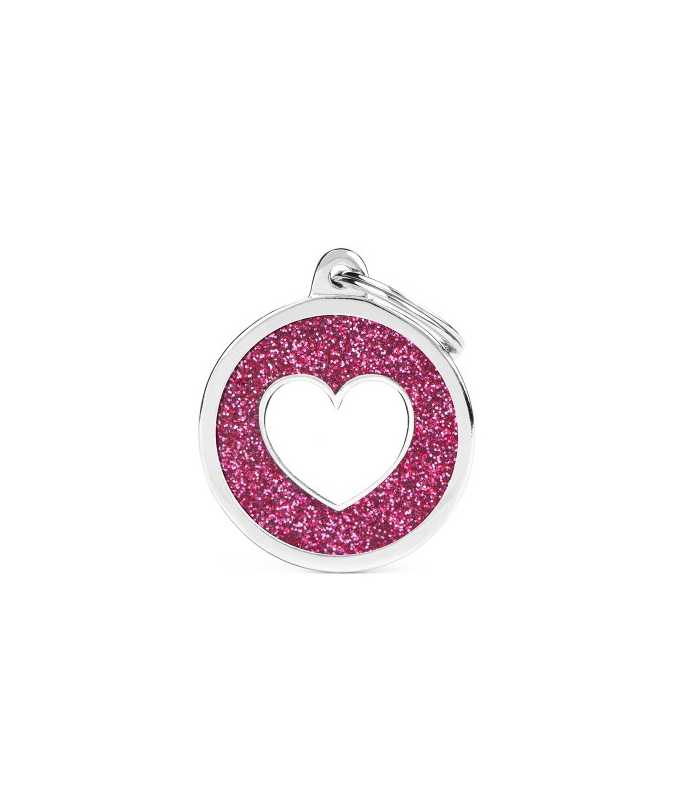 MY FAMILY CERCHIO GRANDE CUORE BIANCO GLITTER ROSA