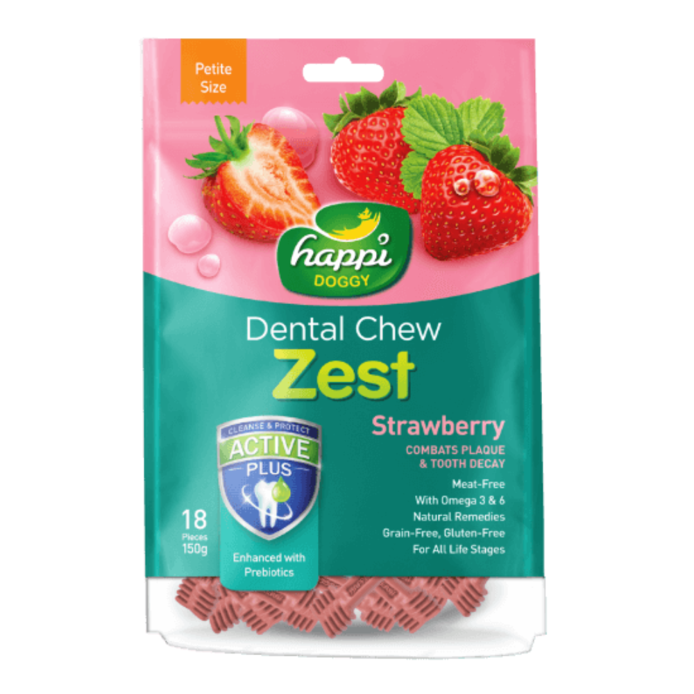 Happi Doggy Dental Chew Zest-Strawberry- 2.5" (18 Pieces) -150g