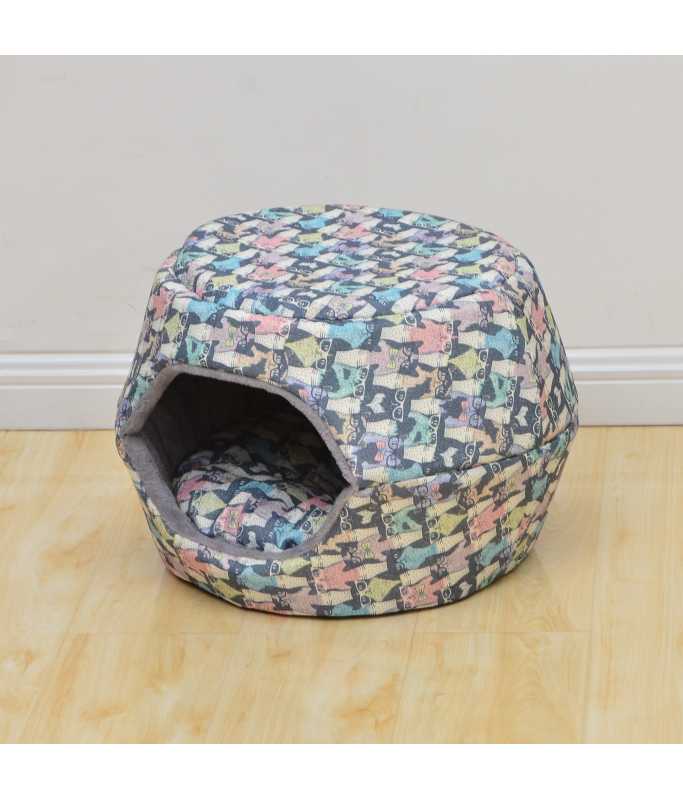 Catry Dog/Cat Printed House With Cushion