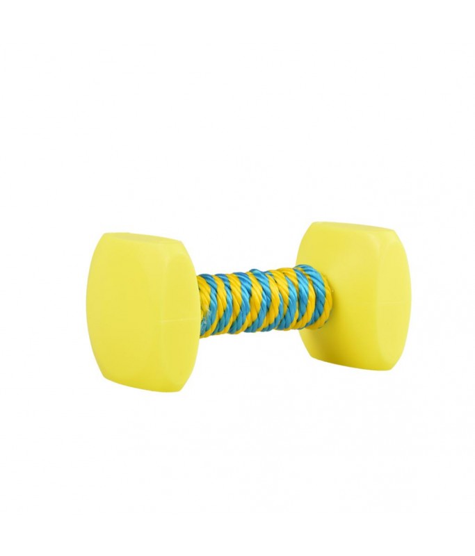 Duvo+ Dogtoy Dumbbell With Rope 10 x 5cm - Blue/Yellow