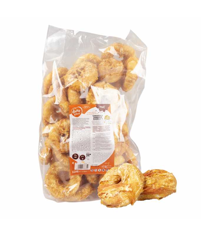 Duvo+ Meat! Chicken & Rawhide Bagels Small 6-8cm - 2.5kg[Weight - 2.5kg]