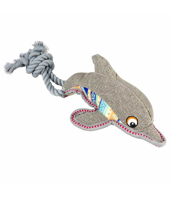 Duvo+ Canvas Dolphin with Rope 46x14x11cm, Grey