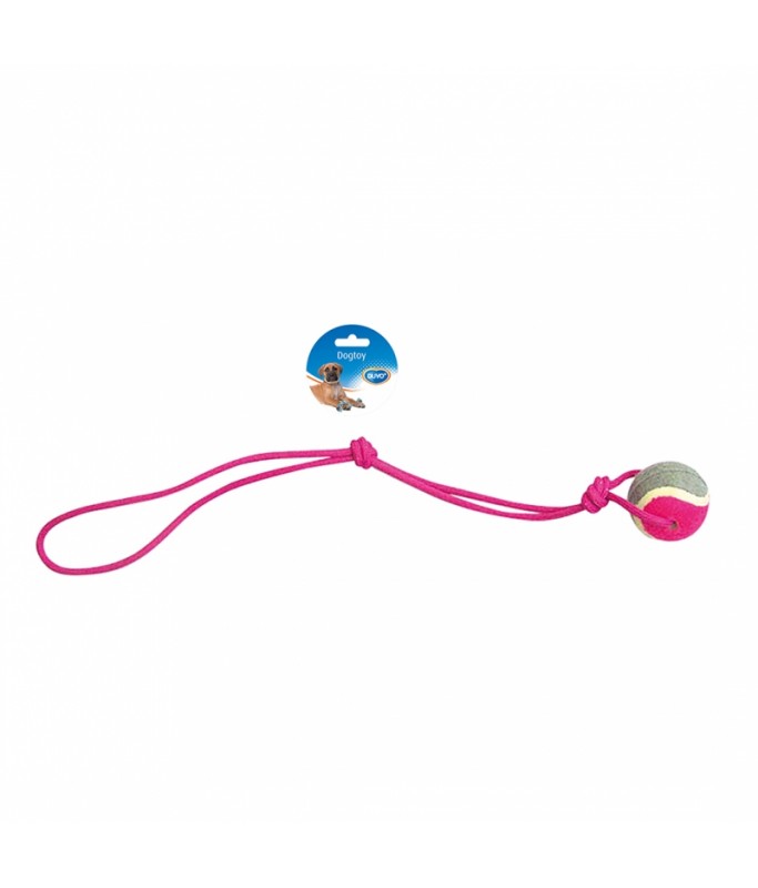 Duvo Knotted Cotton Pendulum & 1Knot & Tennis Ball Grey/Pink 60cm[Length - 60cm]