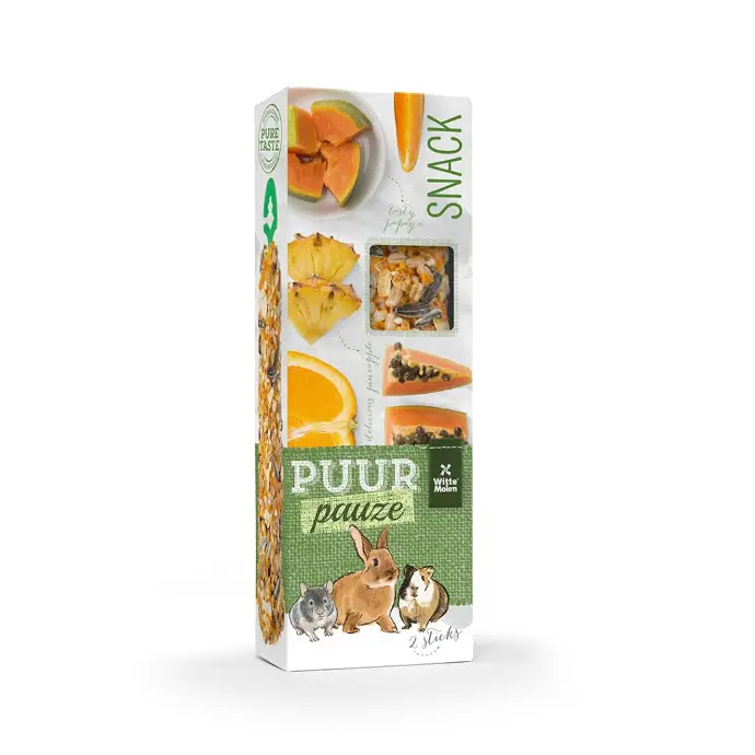 Witte Molen Puur Pauze Sticks Orange & Papaya 110g[Weight - 110g]