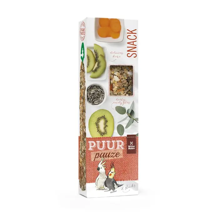 Witte Molen Puur Pauze Sticks with Kiwi & Eucalyptus for Cockatoo 140g[Weight - 140g]