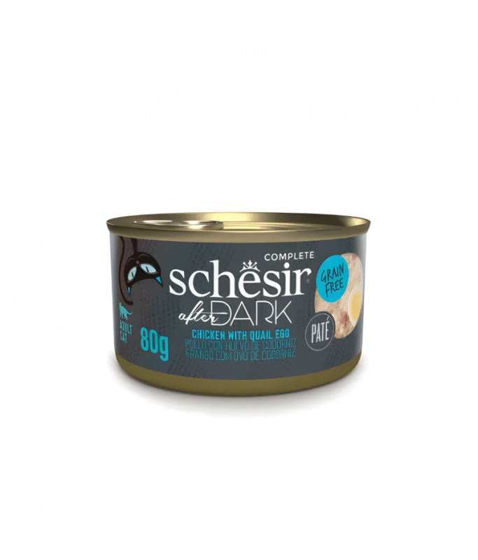 Schesir After Dark Patè For Cat - Chicken With Quail Egg 80g (Min Order- 12 Cans)