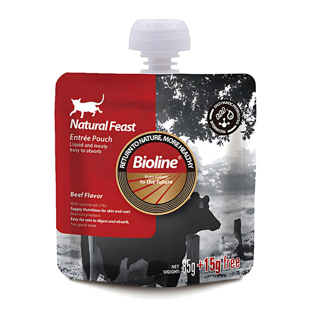 Bioline Natural Feast Entree Pouch Beef Flavor  85g+15g (Min Order : 6pcs)