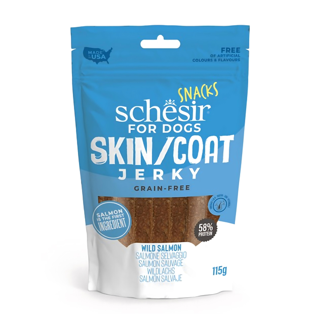 Schesir Grain-Free Dog Snacks Skin & Coat Jerky 115g - Salmon