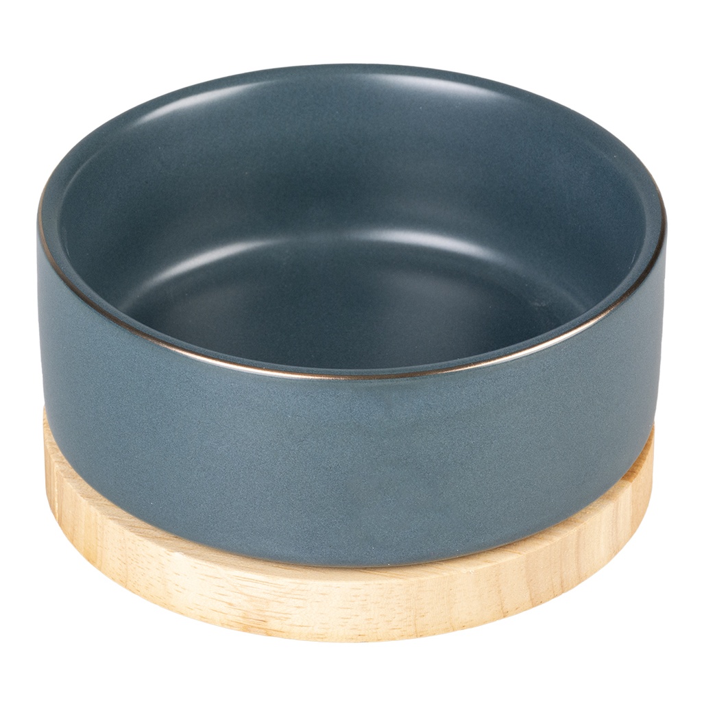 Duvo+ Feeding Bowl Stone Timber 450ml - 12,5x12,5x6cm Blue