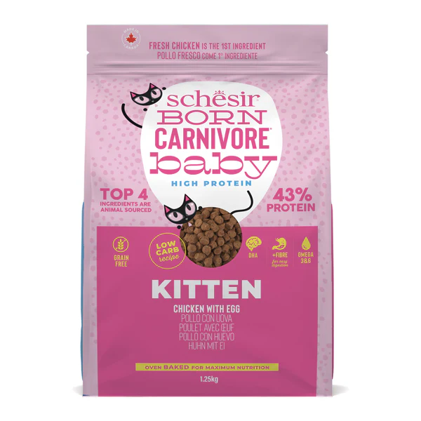 Schesir Born Carnivore Grain Free Oven Baked Dry Cat Chicken & Egg - Kitten 1.25kg