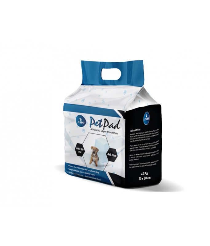 Pado Pet Pad - Advanced Layer Protection[Dimension - 60 x 60cm, Count - 40]