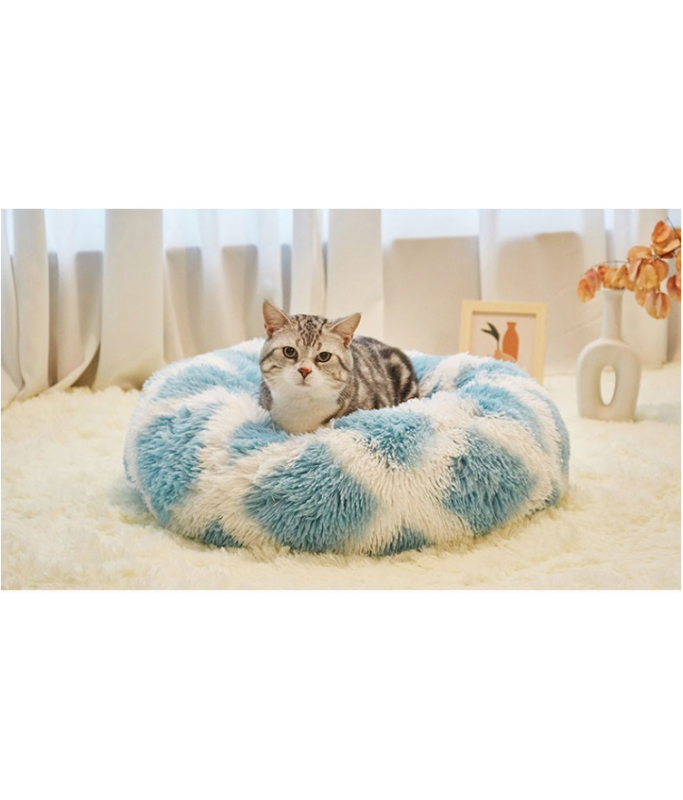 Pado Pet Fluffy Donut Cushion - Pattern[Size - L, Dimension - 60 x 20cm]