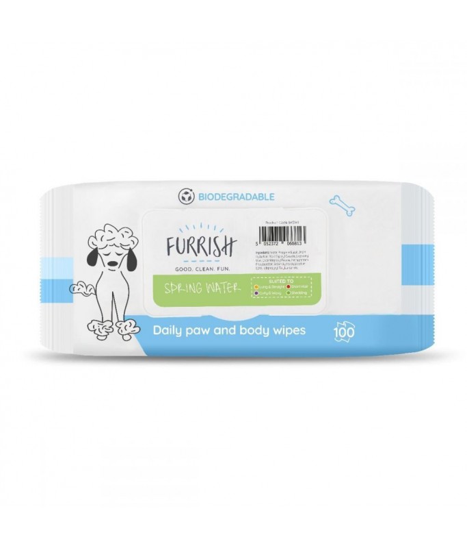 Furrish Daily Bath Wipes 100Pck[Flavor - Spring Water]