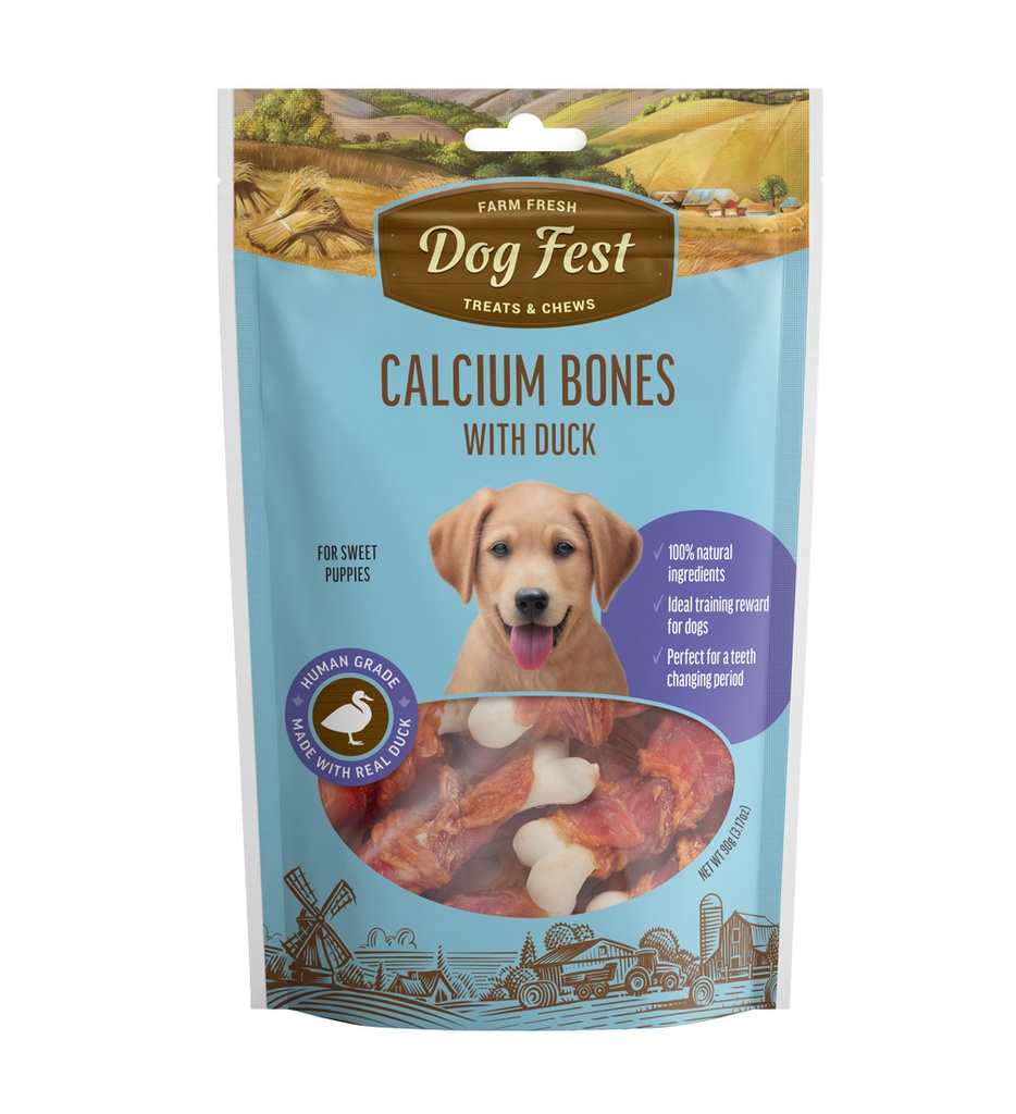 Dog Fest Calcium Bones With Duck For Puppies - 90g (3.17oz)[Weight - 90g]