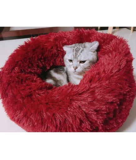 [2020111401532] Pado Pet Fluffy Donut Cushion - Red[Size - L, Dimension - 60 x 20cm]