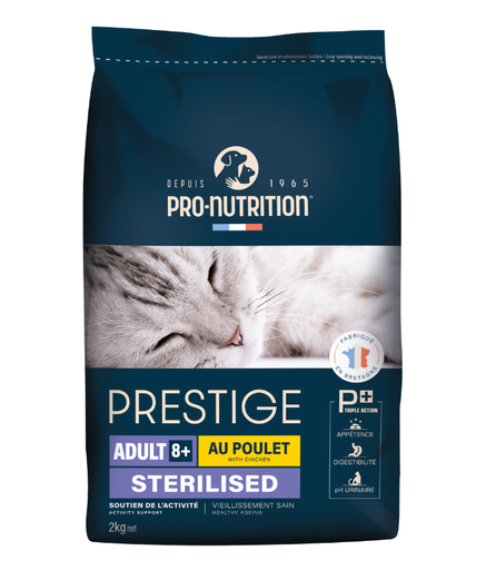 [204020C4] Pro nutrition Prestige Cat Adult 8+ Sterilised Chicken 2Kg