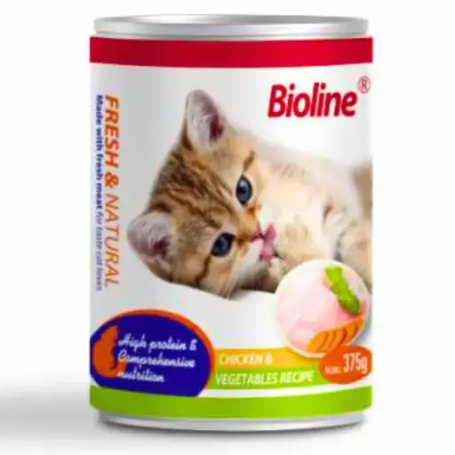 [6970117125337] Bioline Canned Cat Food 375g - [Flavor - Chicken & Vegetables]