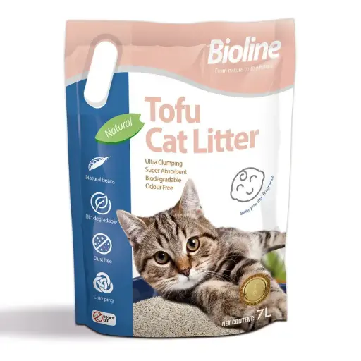 [6970117125733] Bioline Tofu Cat Litter 7L - Baby Powder Fragrance