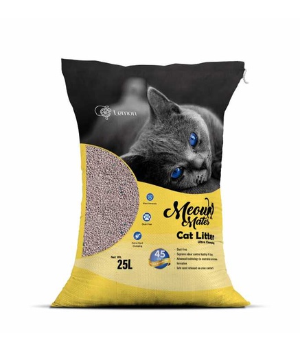 [6973373204488] Meow Mates Bentonite Cat Litter - Lemon Scent 25L/20kg