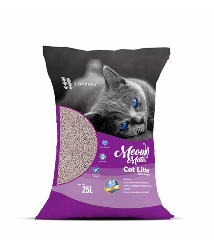 [6973373204501] Meow Mates Bentonite Cat Litter - Lavender Scent 25L/20kg