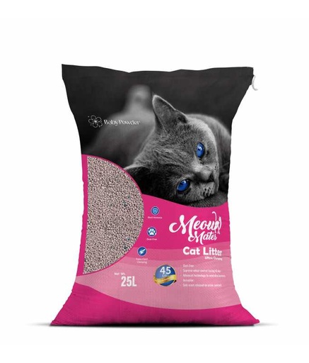 [6973373204518] Meow Mates Bentonite Cat Litter - Baby Powder Scent 25L/20kg