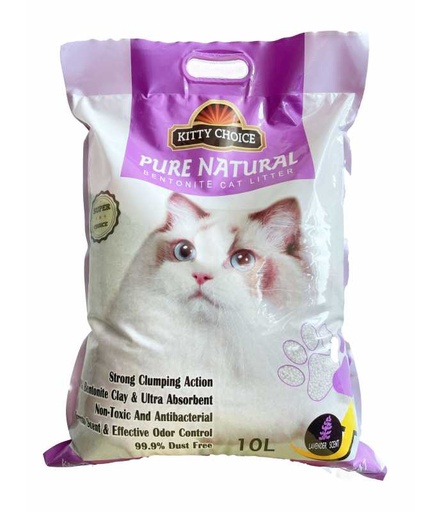 [6984769021015] Kitty Choice Pure Natural Bentonite Cat Litter- 10L (10kg)[Flavor - Lavender]